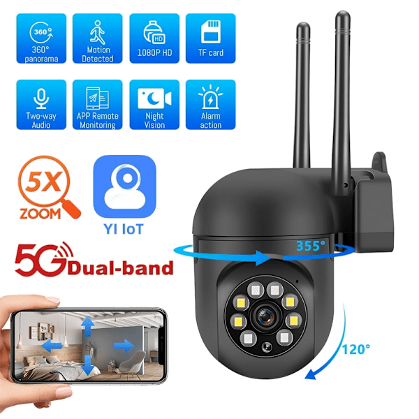 5G Wifi Surveillance Camera, I/O Night Vision, Motion Detection