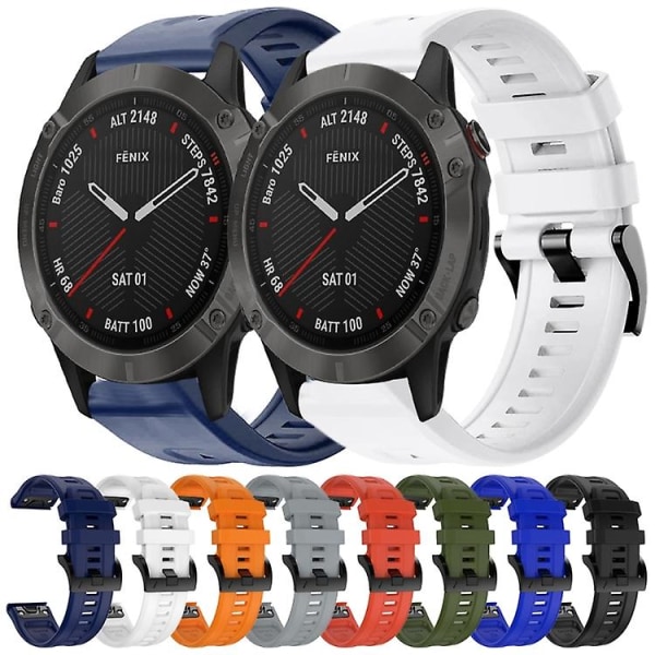 För Garmin Fenix ​​6 Sapphire Gps Metal Spänne Enfärgad Silikon Watch Band Red