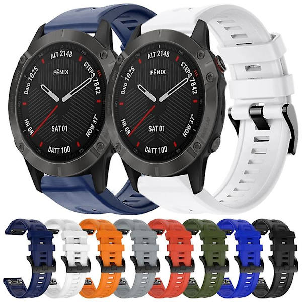 Til Garmin Fenix ​​6 Sapphire Gps Metalspænde Ensfarvet silikoneurrem Midnight Blue