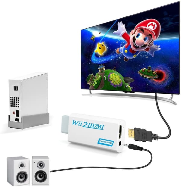 Wii til HDMI Adapter, Wii til HDMI Converter Connector understøtter alle Wii Display Modes