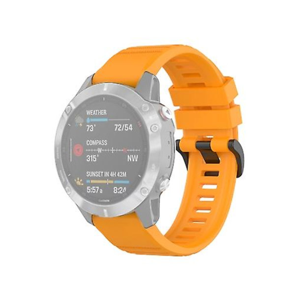 Til Garmin Fenix ​​6 22mm Quick Release Official Texture Armbåndsurrem med plastikknap Amber Yellow