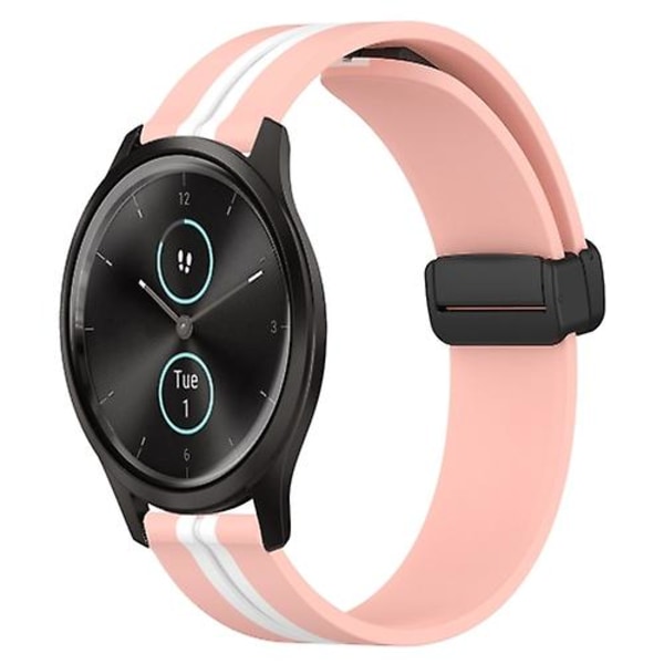 Til Garmin Garminmove Style 20 mm foldemagnetisk lås Silikone urbånd Pink-White