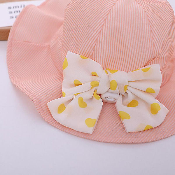 Stor rosett Baby Bucket Hat Print Randig Solhatt för flickor för pojke pink
