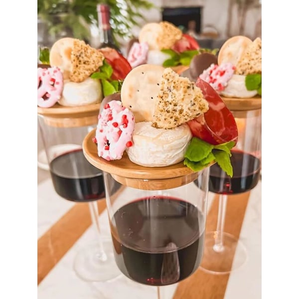 Bambus Vinglass Charcuterie Toppsett Vinglass Charcuterie Topp Vinglass Charcuterie Brett Topp for Vinglass eller Appetittvekkere Desserter