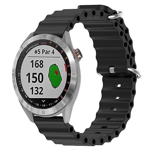 For Garmin Approach S40 20mm Ocean Style Silikon Solid Color Watch Band Black