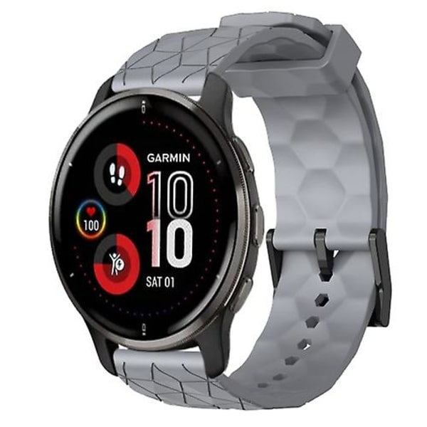 Til Garmin Venu 2 Plus 20 mm fodboldmønster ensfarvet silikoneurrem Grey