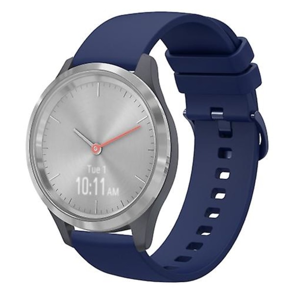 For Garmin Vivomove 3s 18 mm ensfarget myk silikonklokkerem Navy Blue