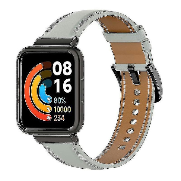 For Xiaomi Redmi Watch 2 Lite - Utbyttbar rem i äkta läder - Justerbart klockarmband Grey, Grey Style C