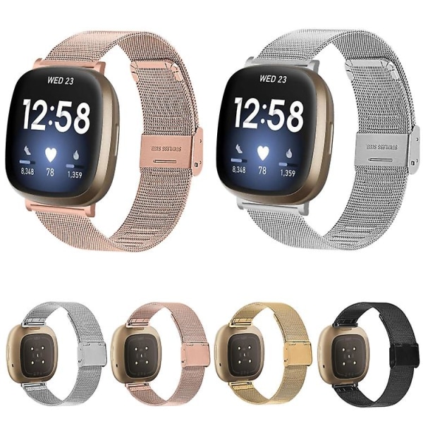 Til Fitbit Versa 3 / Sense Milan Buckle Metal Watch Band Silver