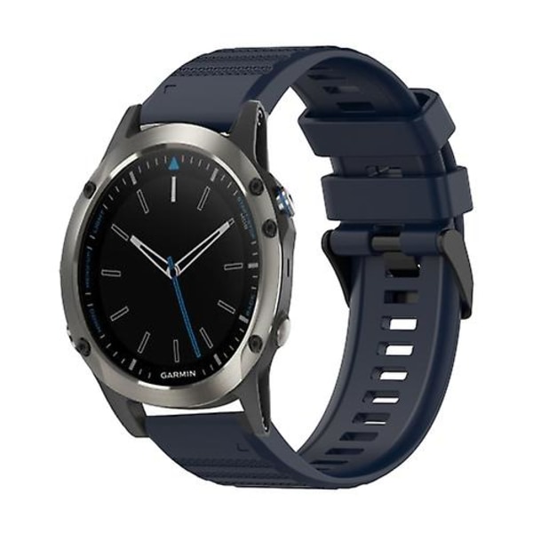 Til Garmin Quatix 5 Sapphire 22 mm horisontal tekstur silikone urrem med afmonteringsværktøj Navy Blue