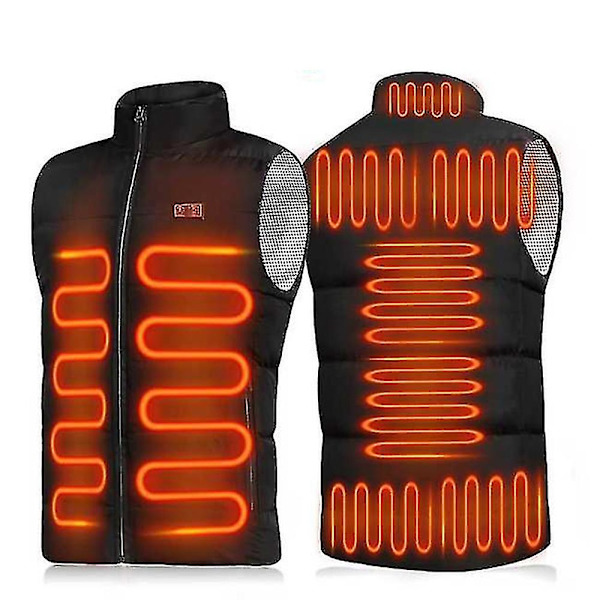 Uppvärmd väst män kvinnor Usb uppvärmd jacka uppvärmning termiska kläder Black 4XL