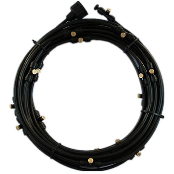 Utendørs misting System Kit Sprinkler Messing Munnstykke Vannkjøling Tåke Hage Black 9m