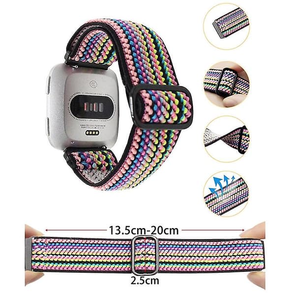 För Fitbit Versa watch Flätad Jacquard Justerbar rem Nylon Watch Band V2-2