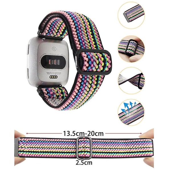 För Fitbit Versa watch Flätad Jacquard Justerbar rem Nylon Watch Band V2-5