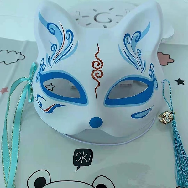 Fox Cosplay Mask Half Face Cat Mask Til Julefest Kostume Japansk Kitsune Mask Kabuki Masquerade Cat 4