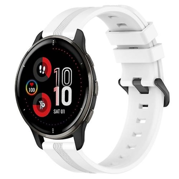 För Garmin Venu 2 Plus 20 mm konkavt randigt Slicone watch White