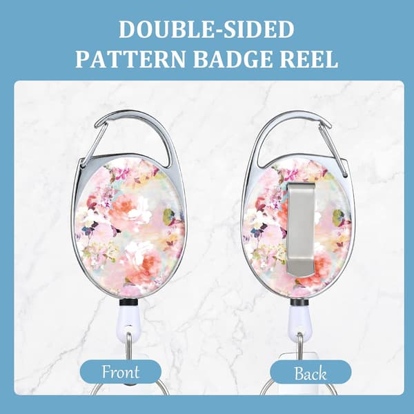 Tilbagevendende Badge-Ruller med Dobbeltsidet Farveprint - Pink Blomst Design