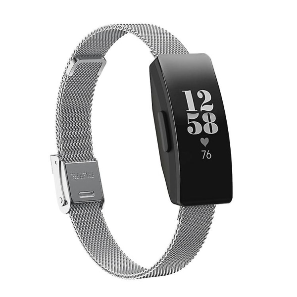 Til Fitbit Ace 3 / Inspire 2 Double Insurance Buckle Milanese Watch Band Silver