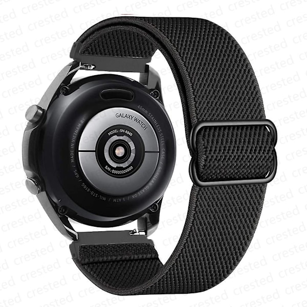 20 mm 22 mm bånd til Samsung Galaxy Watch 4/classic/3/5/pro/active 2 Gear S3 Elastic Nylon Loop Huawei Watch Gt 2 2e 3 Pro Strap Black 22mm
