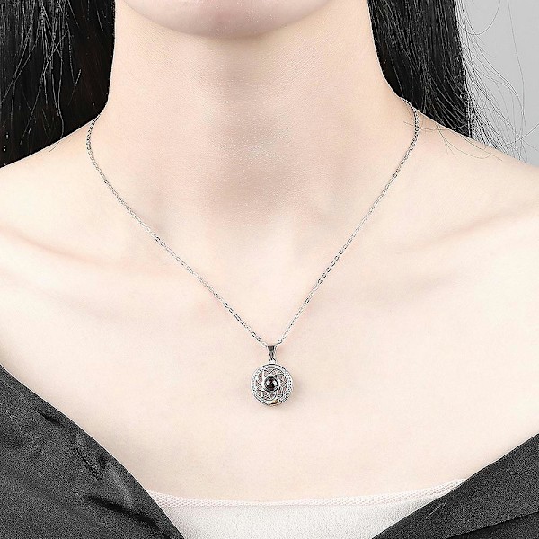 Sterlinghopeasta valmistettu ketjukaulakoru, aurinko ja kuu Yin Yang -parikaulakoru, magneettinen kaulakoru, jossa on heijastava riipus