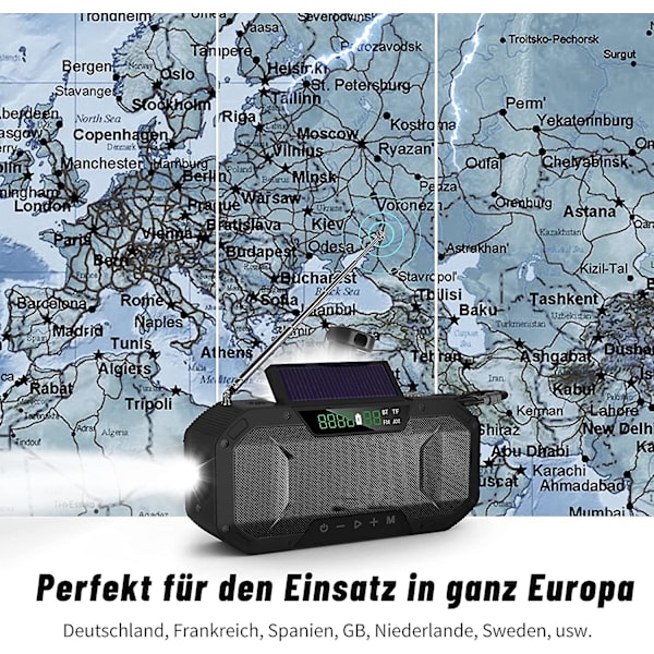 Hätäradion kannettava Bluetooth kaiutin aurinkokampiradio LED-taskulamolla lukuvaloilla 5000mah