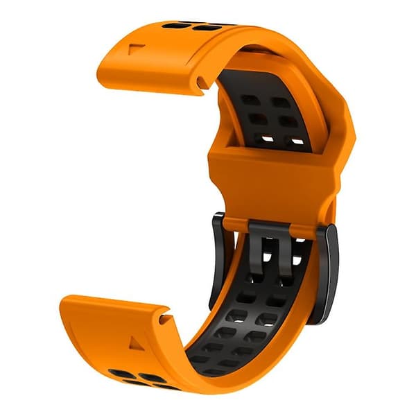 För Garmin Fenix ​​6 Quick Release Double Row Silicone Watch Band Orange Black