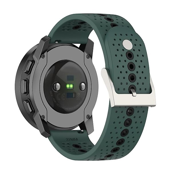 Til Suunto 9 Peak Universal Colorful Hole Silicone Watch Band Olive Green Black