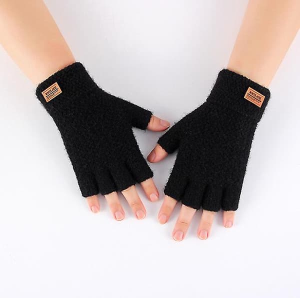 Handskar Stickade Fingerless Winter Warm Work Mitts Kalla Herr Thermal Dark blue