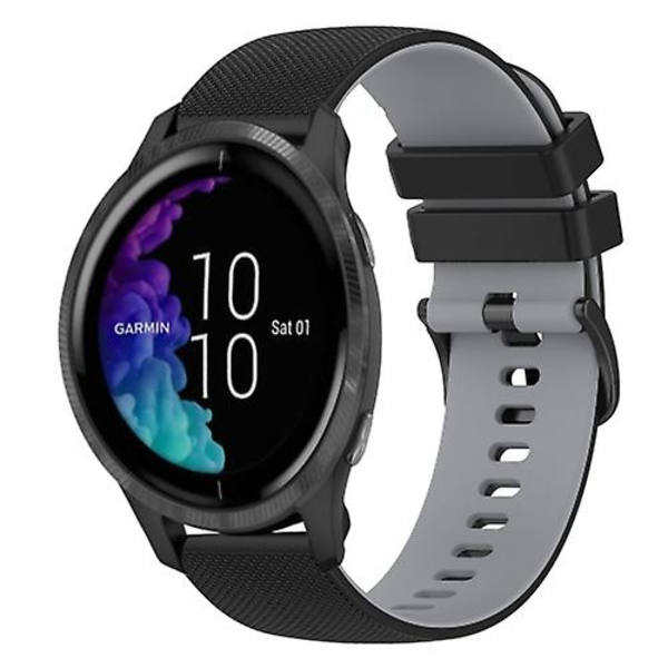 För Garmin Venu 20 mm rutigt watch i två färger i silikon Black-Grey