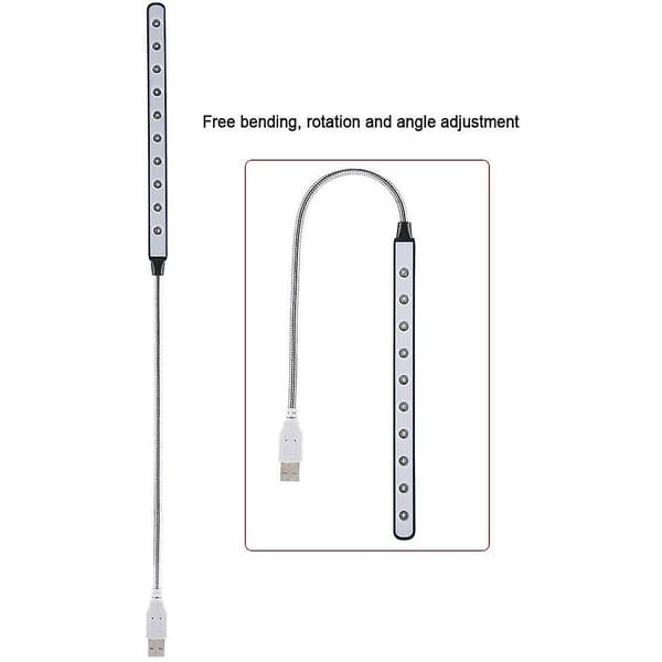 Usb Led-lys - 10 Super Bright Led-leselampe - Ingen batterier Black
