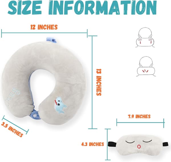 Lasten Memory Foam -matkatyyny ja unimaski (hai)
