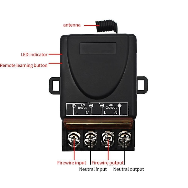 Ac 220v 30a 1ch 433mhz Trådløs Fjernbetjening Afbryder Rf Relæ Modtager + Til/Fra Sender Til El