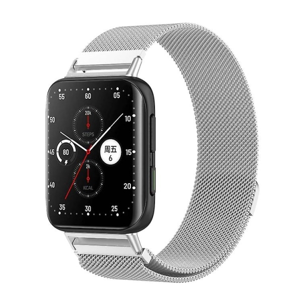 For Oppo Watch 2 42mm Milan Metal Watch Band Silver