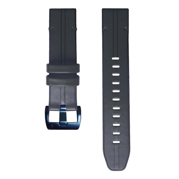 Til Garmin Fenix 6 Silikone + Læder Quick Release Urrem ZUQ Black