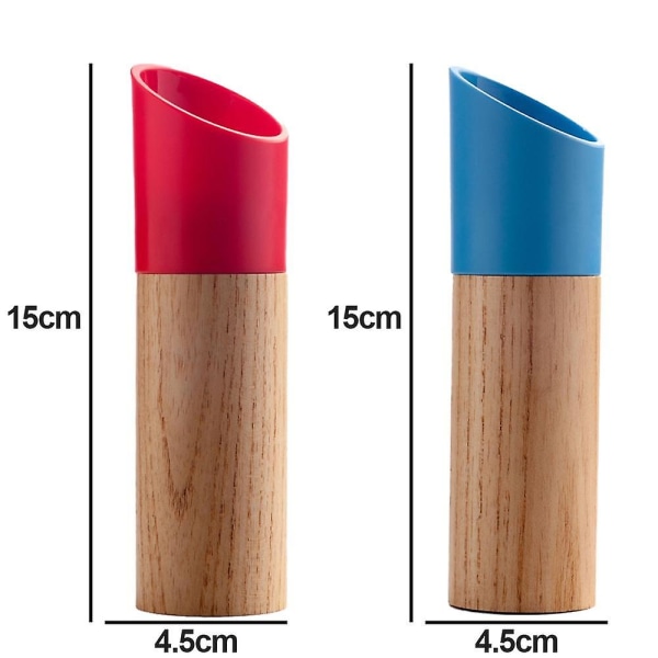 Suola- ja set, manuaalinen puupippurimylly ja suolamylly säädettävällä karkeudella red blue