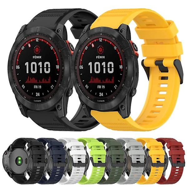 Til Garmin Fenix ​​7x Solar 26 mm horisontal tekstur silikone urbånd med værktøj til fjernelse White