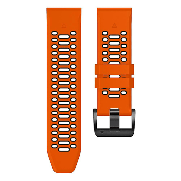 För Garmin Fenix 7/ 7 Pro Silikonklockarmband 22mm Tvåfärgad med 3 rader hål Orange Black