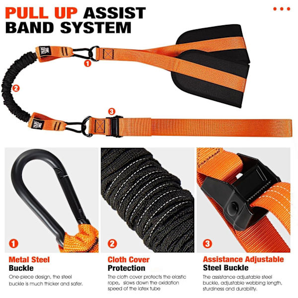 Justerbart modstandsbånd til pull-ups, støttebælte til styrketræning (300Lbs/orange)