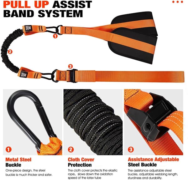 Justerbart motstandsbånd for pull-ups, støttebelte for styrketrening (150Lbs/svart)