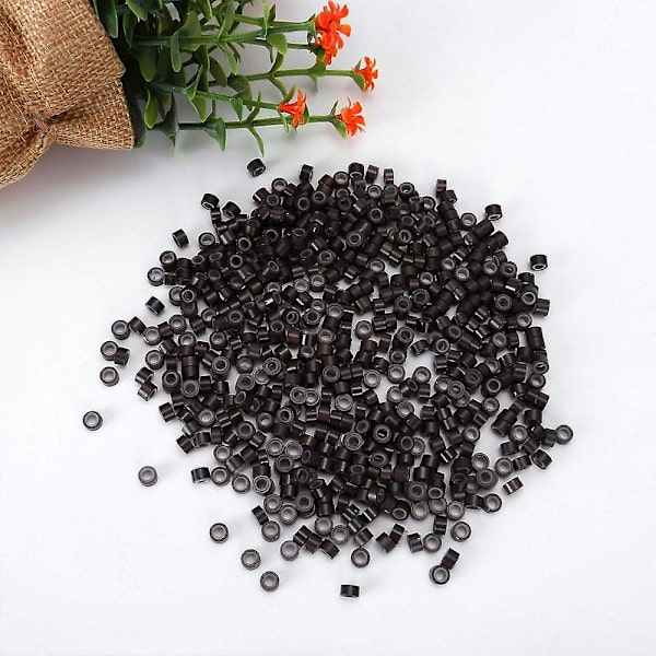 4 i 1 sett 500 stk mikroringsett mikroringtang sett Dark brown