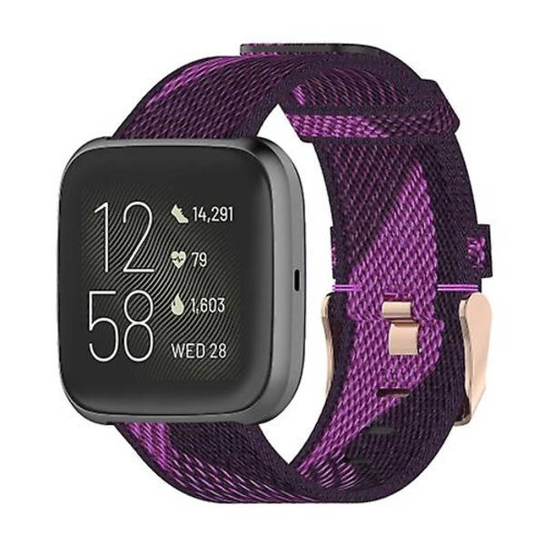 23 mm Stripe Weave Nylon Watch Fitbit Versa 2, Fitbit Versa, Fitbit Versa Lite, Fitbit Blaze Purple