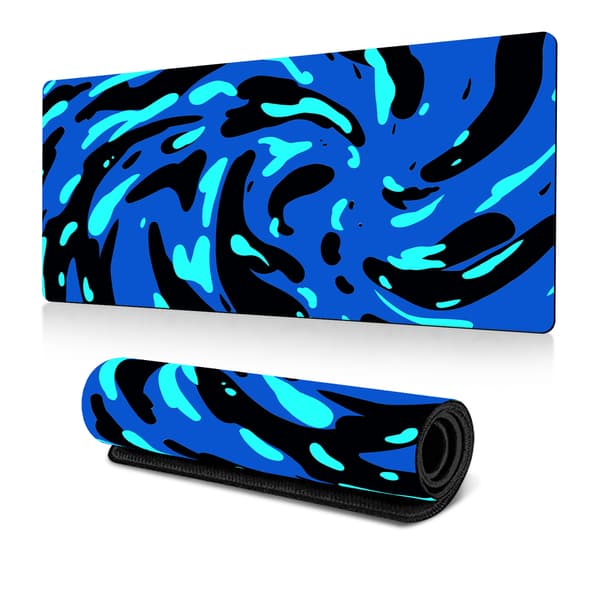 Vaskbar gaming musemåtte med skridsikker gummibase, blå sort/30x80x0.3cm