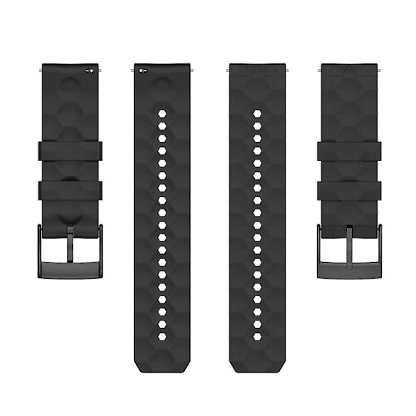 Til Suunto 9 24 mm fodboldmønster silikone ensfarvet urrem Black