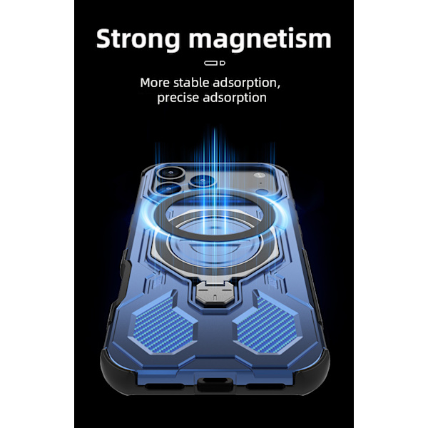 Etui til iPhone 17 Pro Max med 360° roterende magnetisk beslag, sort