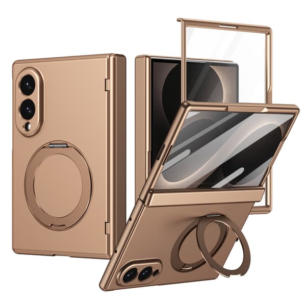 Etui til Samsung Galaxy Z Fold8, støtsikkert med magnetisk stativ og skjermbeskytter Desert Gold