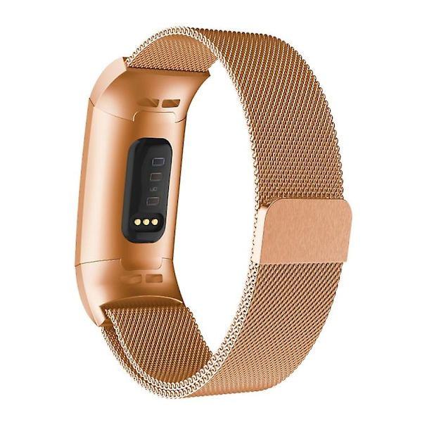 Til Fitbit Charger 3 Metal Magnetic Metal Watch Band Rose Gold