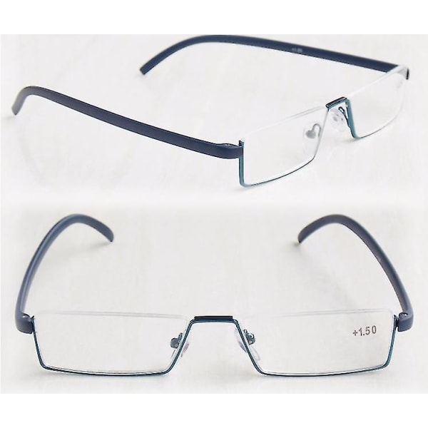 Halvramme metall lesebriller Anti Eyestrain Blue Light Blocking Glasses-wtake Blue 4.0x