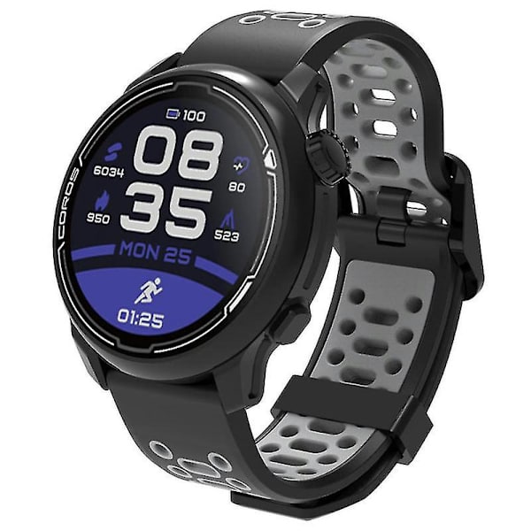 Dubbelfärgad 20 mm silikonklocka för Coros Pace 2/garmin Vivoactive 5/garminactive 5/venu Sq 2 Black Grey