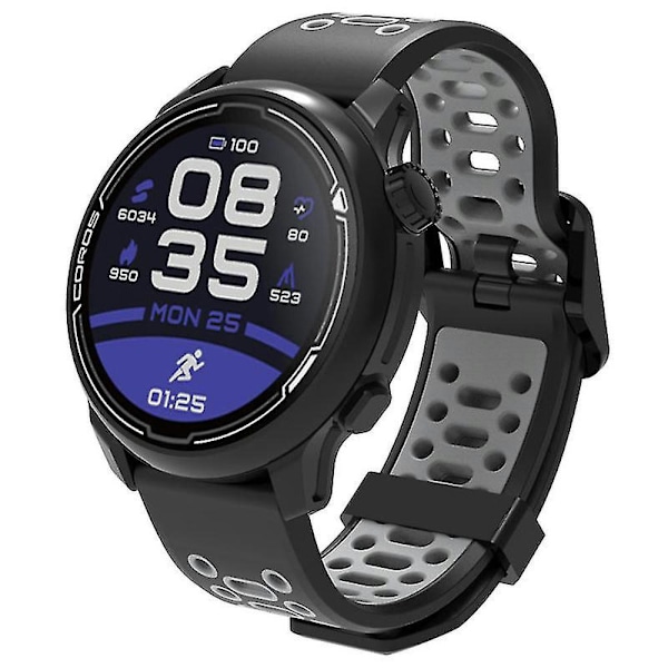 Kaksiväri 20mm silikoniranneke Coros Pace 2/garmin Vivoactive 5/garminactive 5/venu Sq 2 -kellolle Black Grey