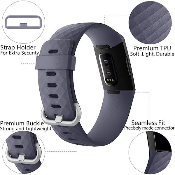 Vedenpitävä watch hihna Fitness Sport Ranneke, joka on yhteensopiva Fitbit Charge 4 / Fitbit Charge 3 Se - Multi Color kanssa Blue Gray Small